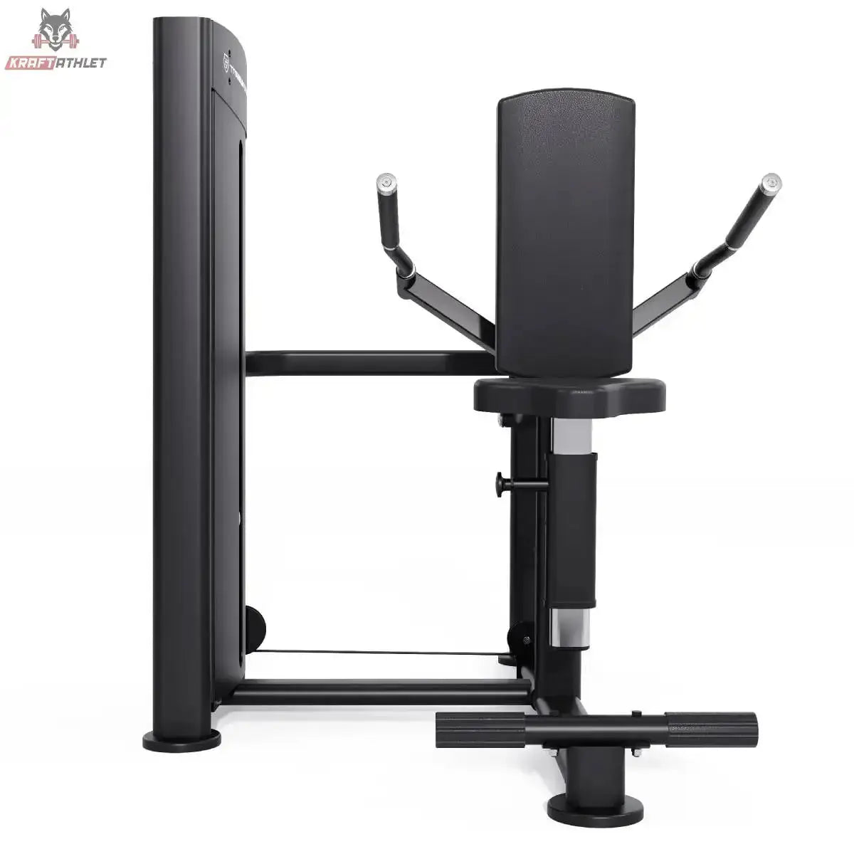 Titanium Strength Black Series Trizeps Dips: Vorderansicht mit Rückenpolster und Dipgriffen