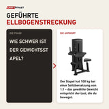 Frage und Antwort zu Titanium Strength Black Series Trizepsverlängerung: Wie schwer ist der Gewichtsstapel?