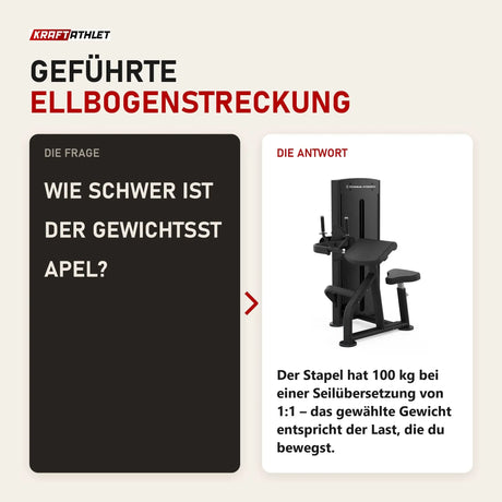 Frage und Antwort zu Titanium Strength Black Series Trizepsverlängerung: Wie schwer ist der Gewichtsstapel?