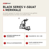 Titanium Strength Black Series V-Squat mit 4 Merkmalen: Geführte Kniebeuge mit Scheibenlast, Ovalrohr 50 × 100 × 3 mm, Für alle Leistungsstufen, Plate-Loaded bis 350 kg