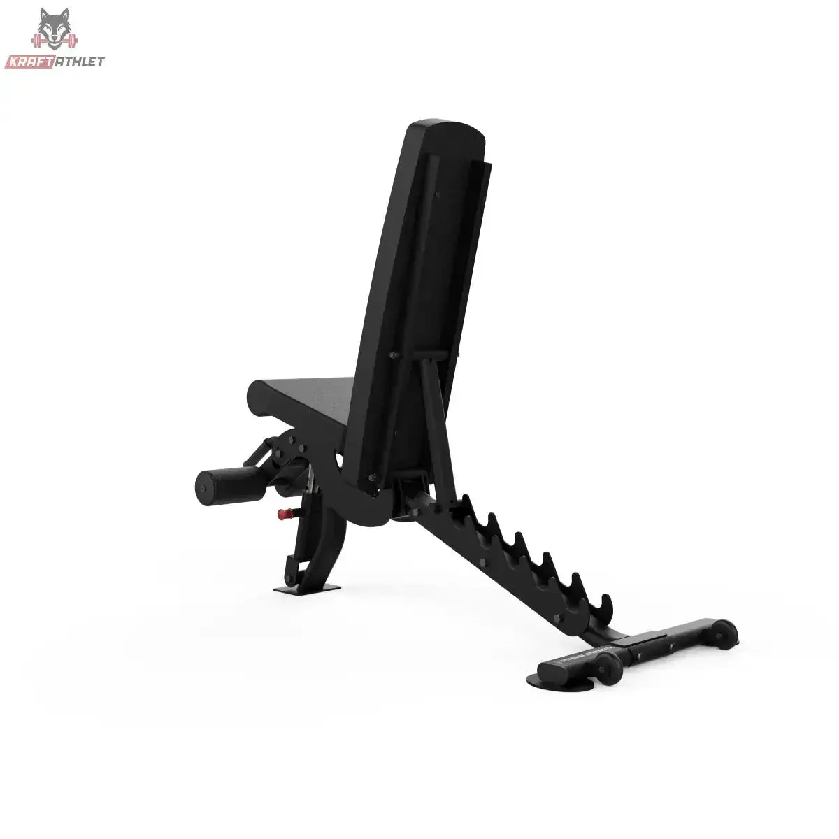 Titanium Strength Black Series Verstellbare FID Multifunktionsbank, Schrägansicht von hinten mit Beinfixierung