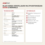 Technische Daten und Merkmale von Titanium Strength Black Series Verstellbare Multifunktionsbank als Tabelle