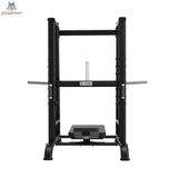 Titanium Strength Black Series Vertikale 90-Grad-Beinpresse in Schwarz, Frontansicht mit Hantelaufnahmen