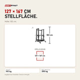 Maßbild Titanium Strength Black Series Vertikale 90-Grad-Beinpresse: Stellfläche 127 × 167 cm, Höhe 183 cm