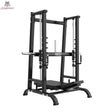 Titanium Strength Black Series Vertikale 90-Grad-Beinpresse in Schwarz, Schrägansicht mit Führungsstangen und Fußplatte