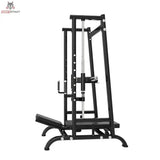 Titanium Strength Black Series Vertikale 90-Grad-Beinpresse in Schwarz, Seitenansicht mit Rückenpolster und Führung