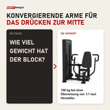 Frage und Antwort zu Titanium Strength Black Series Vertikale Brustpresse: Wie viel Gewicht hat der Block?