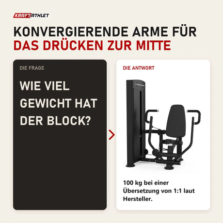 Frage und Antwort zu Titanium Strength Black Series Vertikale Brustpresse: Wie viel Gewicht hat der Block?