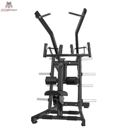Titanium Strength Black Series Wide IsoLateral Lat Pulldown in Frontansicht mit Sitz und Kniepolster