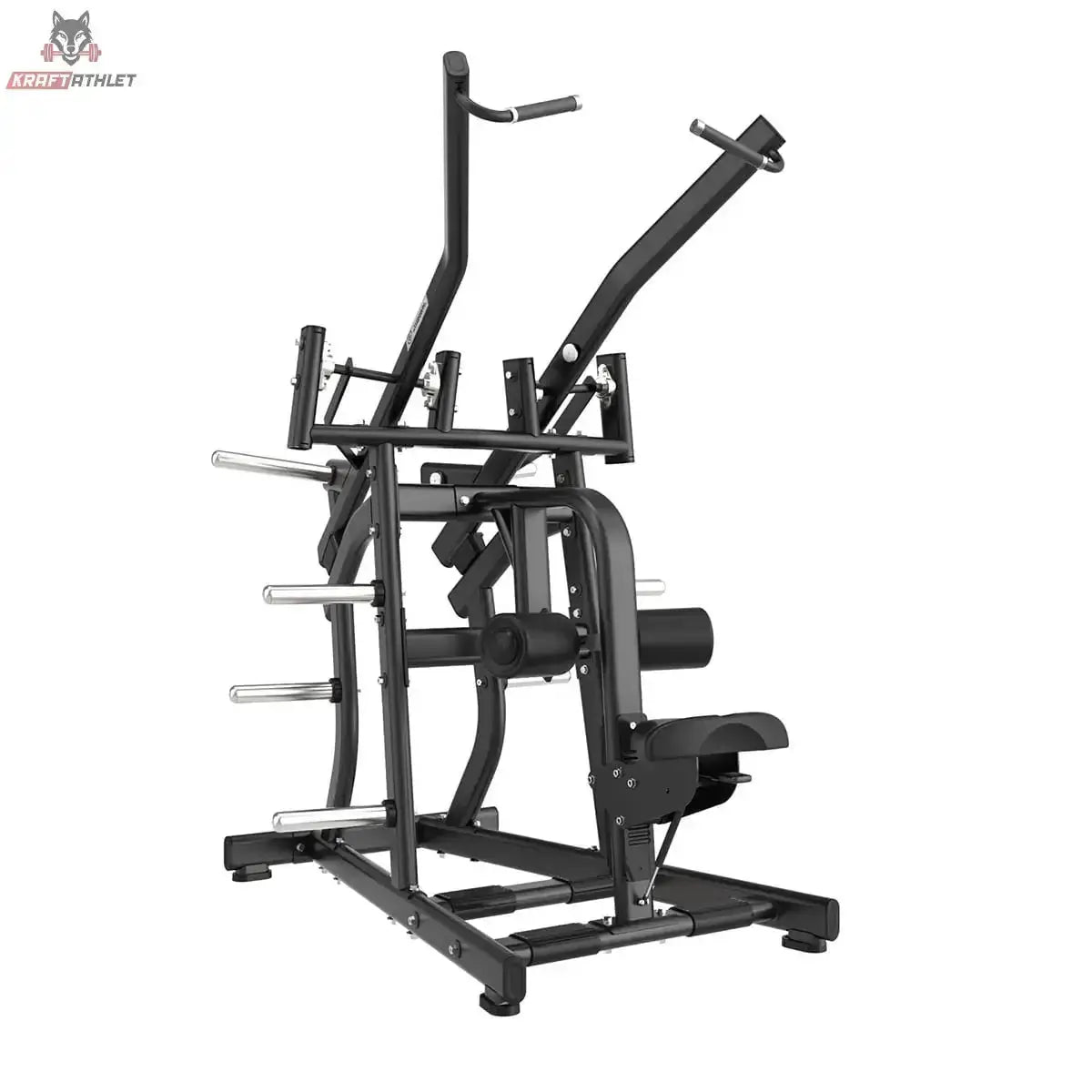 Titanium Strength Black Series Wide IsoLateral Lat Pulldown in Frontschrägansicht mit breiten Griffen