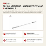 Titanium Strength BO20 Olympische Langhantelstange mit 4 Merkmalen: Getestet bis 320 kg, 4 Nadellager, 50-mm-Aufnahmen, Doppelte Griffmarkierung