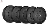 Titanium Strength BP10 Bumper Plate 10 kg schwarz, Übersicht aller Gewichtsstufen nebeneinander