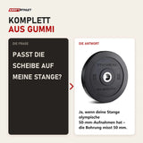 Frage und Antwort zu Titanium Strength BP15 HD Bumper Plate 15 kg schwarz: Passt die Scheibe auf meine Stange?