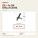 Maßbild Titanium Strength BSB Verstellbare FID Hantelbank: Stellfläche 135 × 54 cm, Höhe 47 cm