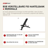 Titanium Strength BSB Verstellbare FID Hantelbank mit 4 Merkmalen: Rückenlehne von -15° bis 85° per Leitersystem, Sitz in 2 Positionen verstellbar, Belastbar bis 220 kg, Entwickelt als Ergänzung zu B100 und B200