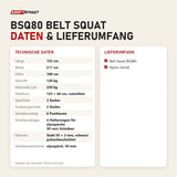 Technische Daten und Lieferumfang von Titanium Strength BSQ80 Belt Squat als Tabelle