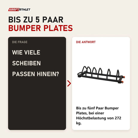 Frage und Antwort zu Titanium Strength Bumper-Plattenständer Deluxe BR5: Wie viele Scheiben passen hinein?