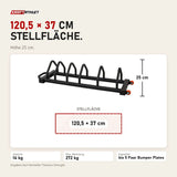 Maßbild Titanium Strength Bumper-Plattenständer Deluxe BR5: Stellfläche 120,5 × 37 cm, Höhe 25 cm
