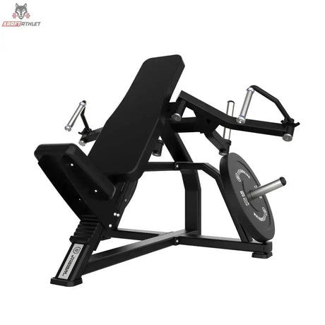 Titanium Strength Chest Monday Pack, Schrägbankpresse in Schwarz mit Hantelscheibe, Seitenansicht