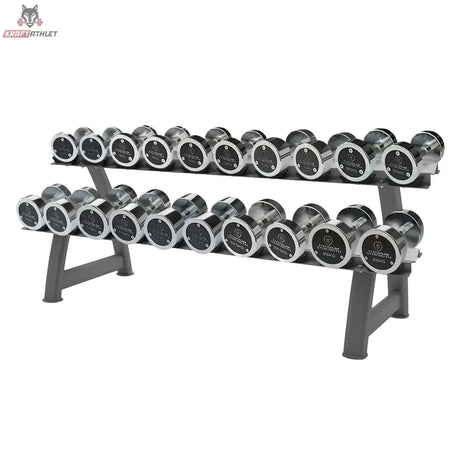 Titanium Strength Chrom-Hantelset 2,5–25 kg mit Rack – Zweistufiges Ablagerack mit kompletter Kurzhantelreihe