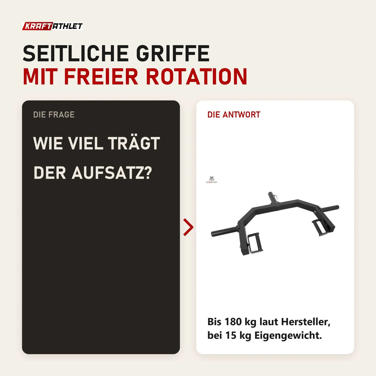 Frage und Antwort zu Titanium Strength CJ15 Clean and Jerk Handle: Wie viel trägt der Aufsatz?