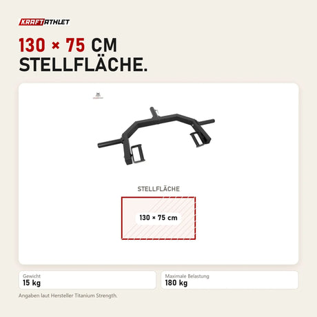 Maßbild Titanium Strength CJ15 Clean and Jerk Handle: Stellfläche 130 × 75 cm