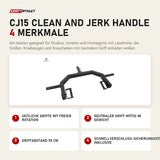 Titanium Strength CJ15 Clean and Jerk Handle mit 4 Merkmalen: Seitliche Griffe mit freier Rotation, Neutraler Griff mittig im Gewicht, Griffabstand 55 cm, Schnellverschluss-Sicherungsstift inklusive