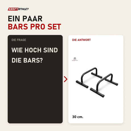 Frage und Antwort zu Titanium Strength CPB Parallel-Bars: Wie hoch sind die Bars?