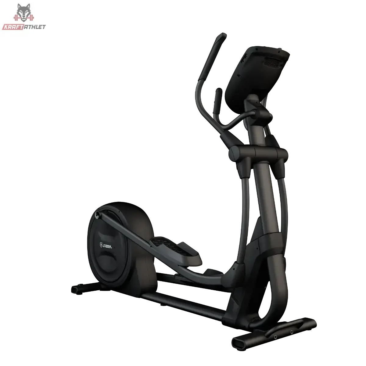 Titanium Strength CT2000 Crosstrainer Pro Series in Schrägansicht von vorne vor schwarzem Hintergrund