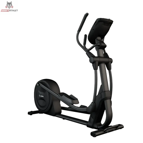 Titanium Strength CT2000T Crosstrainer mit Touchscreen in Schwarz, Schrägansicht vor dunklem Hintergrund