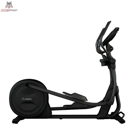 Titanium Strength CT2000T Crosstrainer mit Touchscreen in Schwarz, Seitenansicht von links mit Schwungradgehäuse