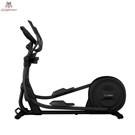 Titanium Strength CT2000T Crosstrainer mit Touchscreen in Schwarz, Seitenansicht von rechts mit Griffen und Pedalen
