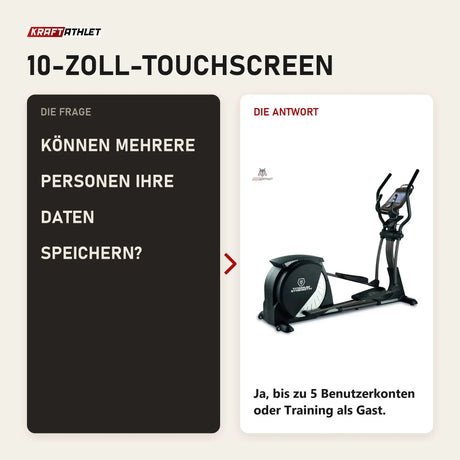 Frage und Antwort zu Titanium Strength CT900 TFT Crosstrainer Performance Series: Können mehrere Personen ihre Daten speichern?