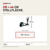 Maßbild Titanium Strength CT900 TFT Crosstrainer Performance Series: Stellfläche 210 × 64 cm, Höhe 170 cm