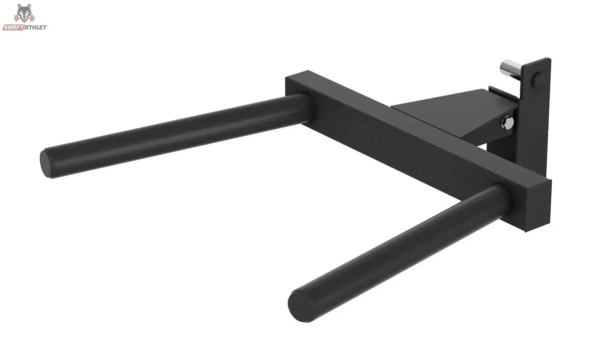 Titanium Strength DP4 Dip Handle Attachment X Line in Schwarz, Seitenansicht mit zwei langen Griffen