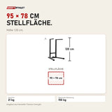 Maßbild Titanium Strength DS100 Dips-Station: Stellfläche 95 × 78 cm, Höhe 120 cm