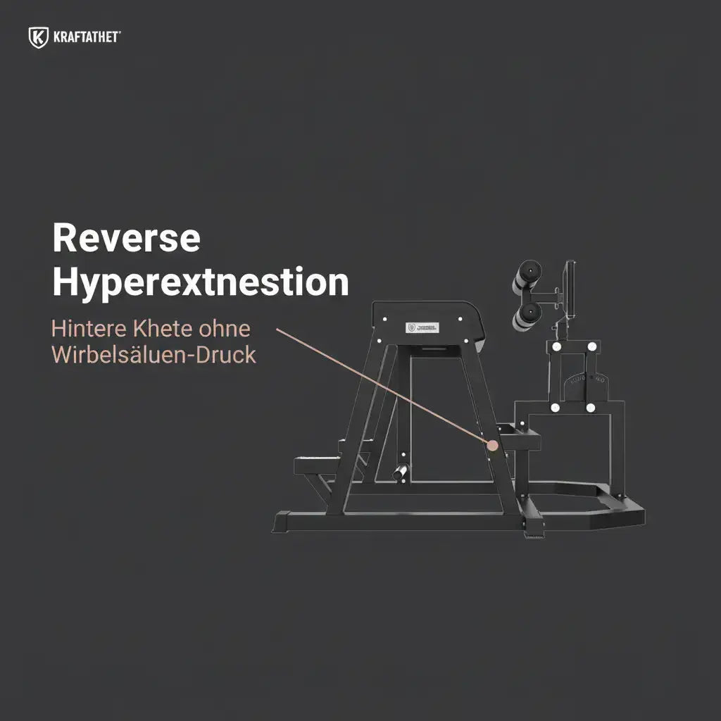 Titanium Strength Elite Series 2-in-1 GHD & Reverse Hyperextension als Infografik mit markierter Reverse-Hyperextension-Station