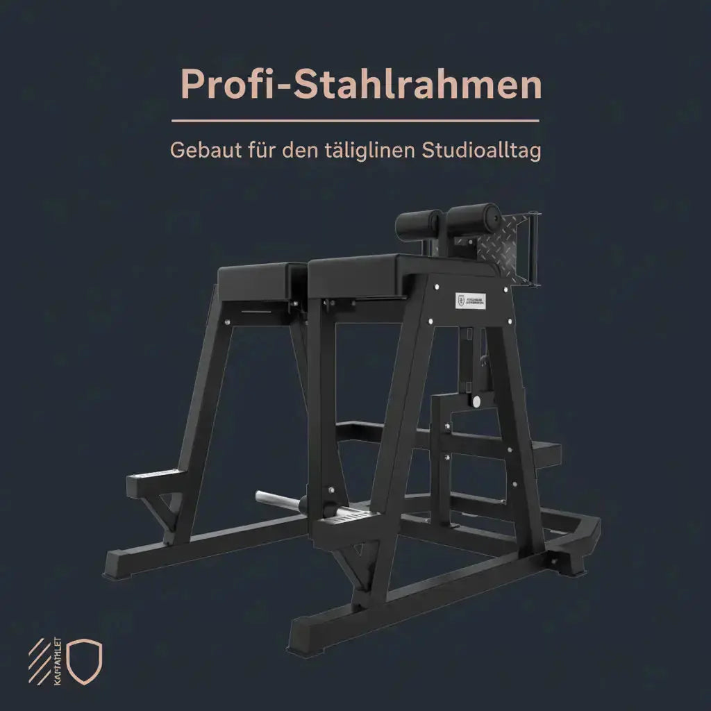 Titanium Strength Elite Series 2-in-1 GHD & Reverse Hyperextension als Infografik zum Stahlrahmen in Schrägansicht
