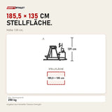 Maßbild Titanium Strength Elite Series 2-in-1 GHD & Reverse Hyperextension: Stellfläche 185,5 × 135 cm, Höhe 139 cm