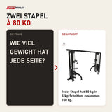 Frage und Antwort zu Titanium Strength Elite Series 2-Station Cable Crossover: Wie viel Gewicht hat jede Seite?