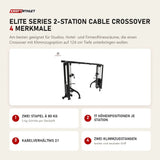 Titanium Strength Elite Series 2-Station Cable Crossover mit 4 Merkmalen: Zwei Stapel à 80 kg, 17 Höhenpositionen je Station, Kabelverhältnis 2:1, Zwei Klimmzugstangen