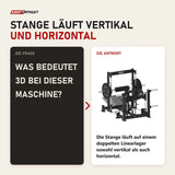 Frage und Antwort zu Titanium Strength Elite Series 3D Smith Hip Thrust: Was bedeutet 3D bei dieser Maschine?