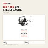 Maßbild Titanium Strength Elite Series 3D Smith Hip Thrust: Stellfläche 188 × 165 cm, Höhe 132,5 cm