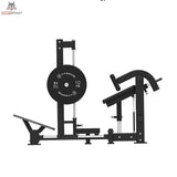 Titanium Strength Elite Series 3D Smith Hip Thrust – Seitenansicht mit Fußplattform und aufgelegter Hantelscheibe