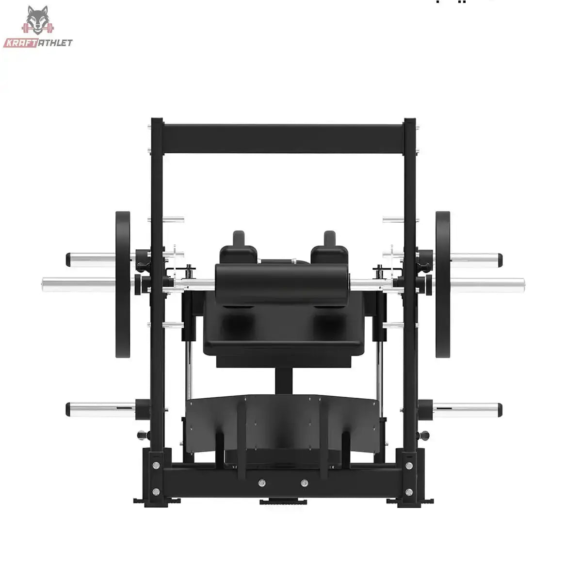 Titanium Strength Elite Series 3D Smith Hip Thrust – Frontansicht mit Hüftpolster und Scheibenaufnahmen