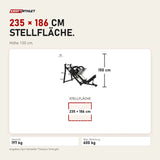 Maßbild Titanium Strength Elite Series 45-Grad-Beinpresse: Stellfläche 235 × 186 cm, Höhe 150 cm