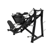 Titanium Strength Elite Series 45-Grad-Beinpresse – Schrägansicht von oben auf Fußplatte und Führungsschienen