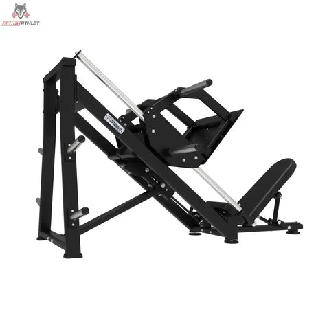Titanium Strength Elite Series 45-Grad-Beinpresse – Seitenansicht mit Führungsschienen, Schlitten und Sitz