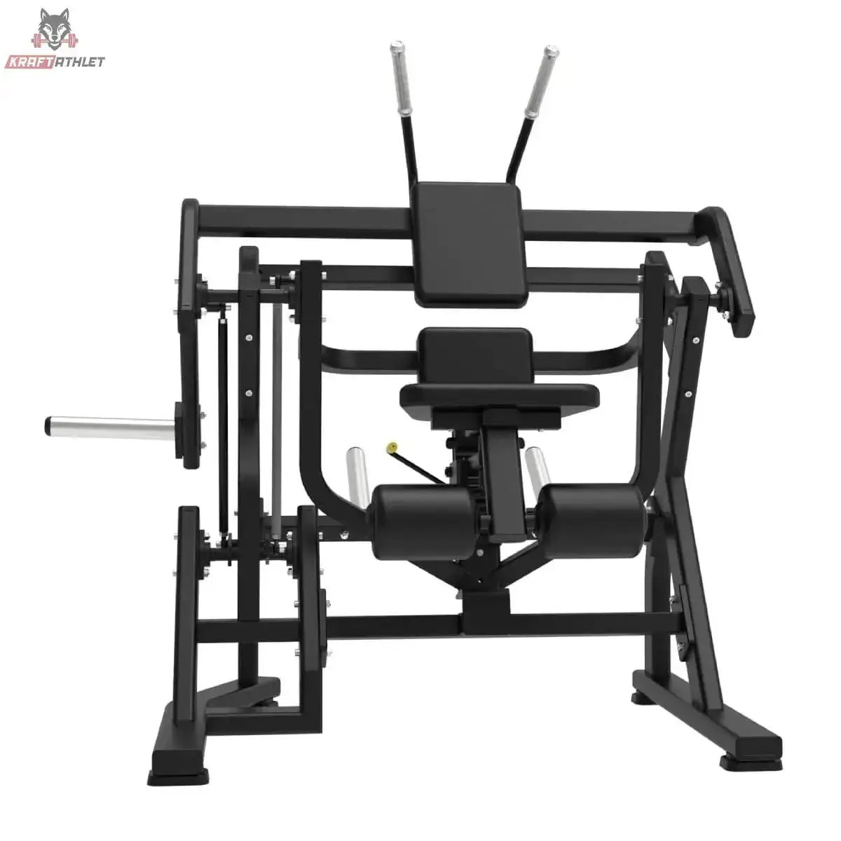 Titanium Strength Elite Series Abdominal Crunch in Frontansicht mit Brustpolster, Griffen und Beinrolle
