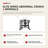 Titanium Strength Elite Series Abdominal Crunch mit 4 Merkmalen: Doppelte Rotationsachsen, Gebogene Rückenpolster, Winkelgriffe aus Aluminiumlegierung, Sitzverstellung und gepolsterte Fußrollen